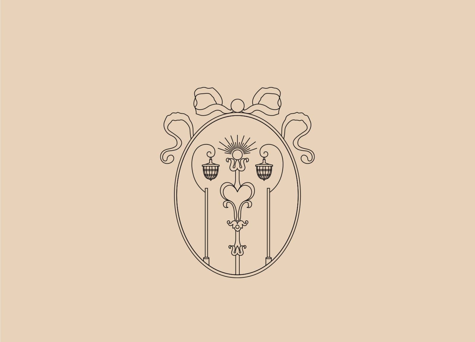 The wax-seal monogram and the ornate brand crest